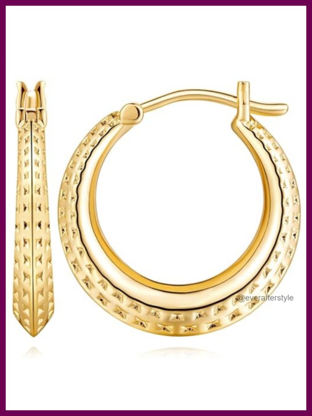 14K Gold Plated Hoop Earrings for Women Chunky Huggie Style Nickel Free